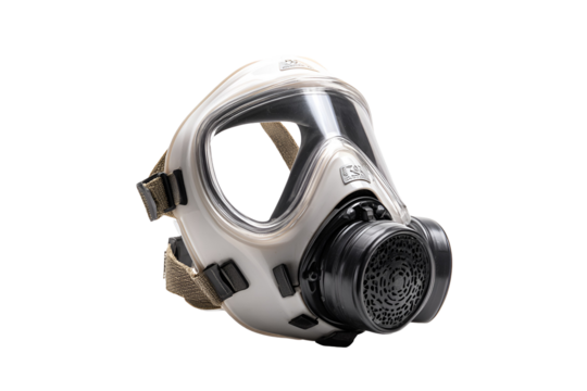 White gas mask safety equipment protection respirator