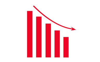Business negative growth chart with png graph arrow png. Contraction growth chart bar.