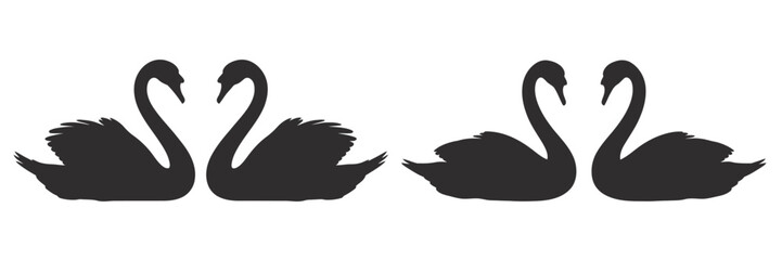 UntitledVector art of graceful swans facing each other isolated on white background, symbolizing love and elegance, perfect for romantic themes and decorative designs, showcasing the beauty of nature