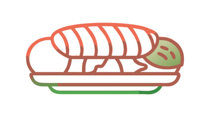 Delicious salmon roll sushi with rice and avocado on a plate for japanese food lovers and foodies