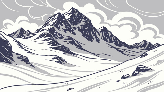 Winter mountain landscape scenic view for skiing and snowboarding adventure travel destination in the snow