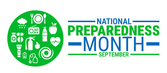 National Preparedness Month background, banner, card or poster design template is observed every year during September, to raise awareness about the mission. Vector illustration.