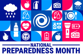National Preparedness Month Geometric shape pattern background, banner, card or poster design template is observed every year during September, to raise awareness about the mission. Vector
