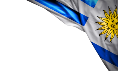 waving flag of  Uruguay and concept of  independece day