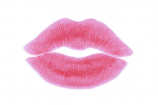 Kissing pink lips giving an air kiss on a transparent background represent love, affection, romance, and valentine's day