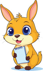 Adorable Cartoon Bunny Writer Cheerful Character Illustration For Childrens Books And Educational Materials Cartoon Style Vector For Stickers Cards And Graphic Design Projects