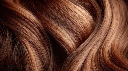 Naklejka premium Close-up of flowing, highlighted brown hair
