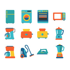 Kitchen and Home Appliances Flat Icon Set