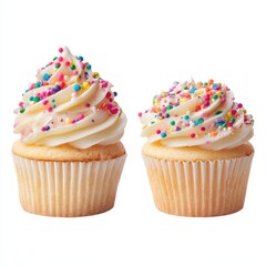 Two cupcakes with sprinngs and sprinngs