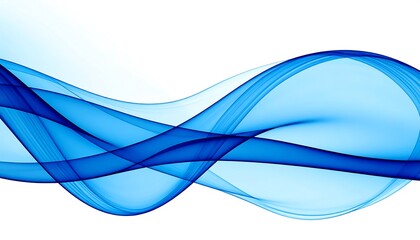 Abstract blue wavy lines on white background