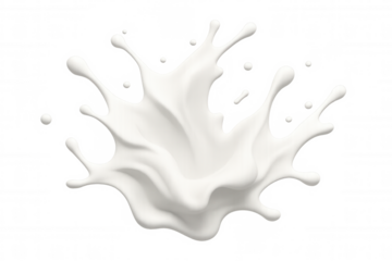 Milk splash creating crown-like pattern, highlighting liquid's dynamic movement and pristine white texture against clear backdrop