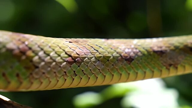 Close-up of a snake&rsquo;s scales as it slowly moves, shiny and detailed