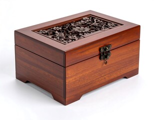 Ornate wooden box with floral carvings
