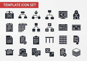 A comprehensive set of black business and finance vector icons for web and computer interface design