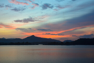 Fototapeta premium sunset over the lake