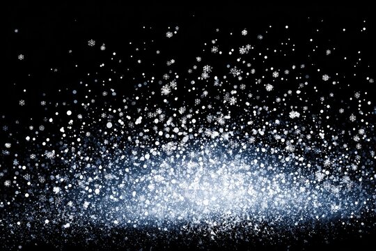 Snow flurry explosion on black