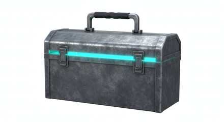 Futuristic toolbox with glowing accent light for secure tool storage and organized workspace solutions