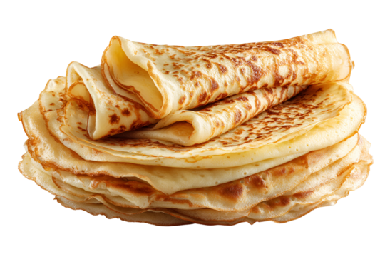 Delicious golden brown crepes stacked high a tempting treat