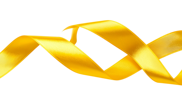 Isolated Golden Ribbon Swirls Transparent Silk Decoration Design Element