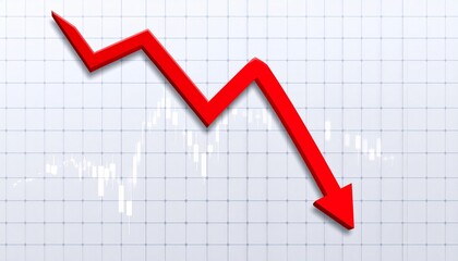 Red 3D arrow trending downward, representing financial loss or market decline.