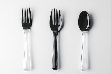 Biodegradable cutlery mockup, illustration art for catering branding, logotype, logo