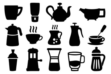 A clean minimalist line art bundle showcasing coffee and tea-making essentials. Perfect for café branding, drink menu designs, tea packaging, and coffee shop merchandise with a warm, inviting style.