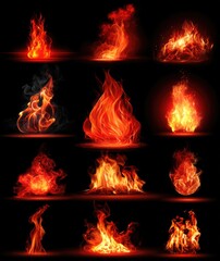 Collection of stylized fire images