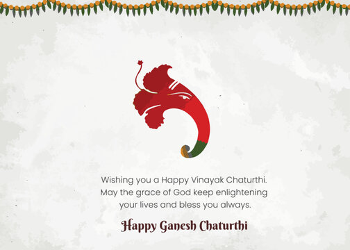 Happy Ganesh Chaturthi with Ganesh flower shape