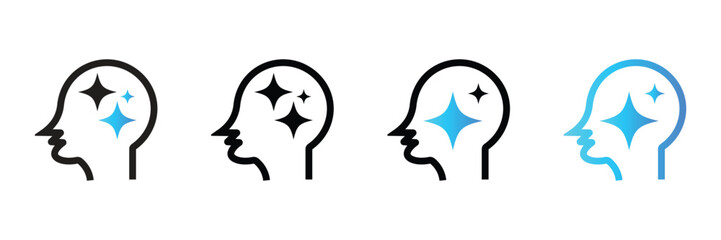 AI generate icon set ai, sparkle star with square button, artificial intelligence star logo, futuristic digital icons