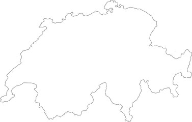  A clean, minimalist vector outline map of Switzerland. Ideal for designs needing a simple, elegant geographic shape for travel, education, or web projects