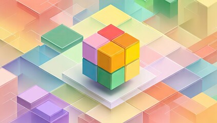 Obraz premium Colorful geometric cube arrangement
