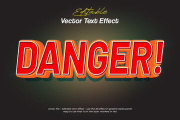 Danger vector text effect editable text style