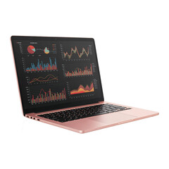 Rose Gold Laptop Displaying Charts and Graphs