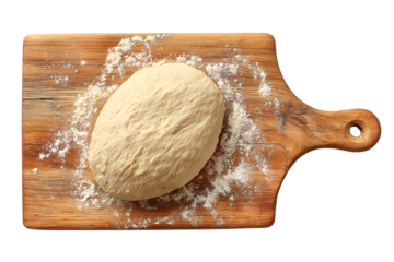 Dough on Wooden Cutting Board Baking Bread Recipe Food Preparation