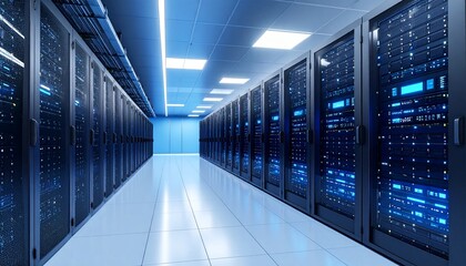 Modern Server Room High-Tech Data Center Infrastructure