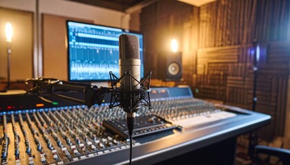 Professional recording studio with high-end audio equipment for music production and sound engineering setup.