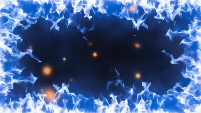Animated blue energy frame with sparks around a black screen provides visual dynamism for backgrounds or overlay effects.