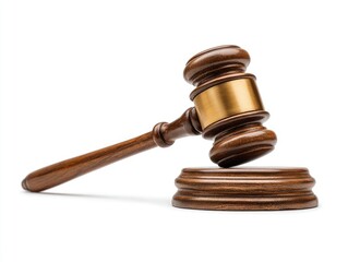 Wooden gavel resting on stand