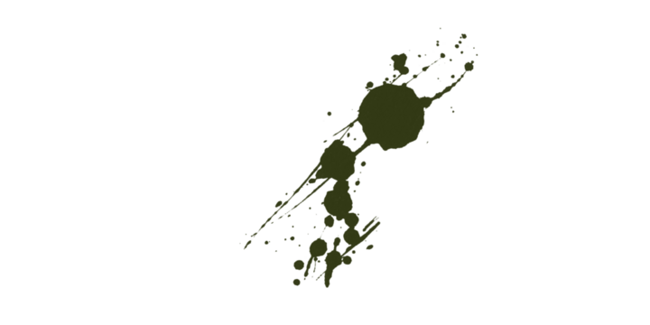 Abstract pixelated olive green shape with a small white square on a black background is visible