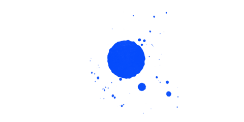 A digital rendering showing blue circles of varying sizes scattered on a black background space art