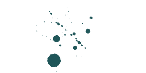 Pixelated teal circles and squares scattered on a black background creating an abstract digital art piece