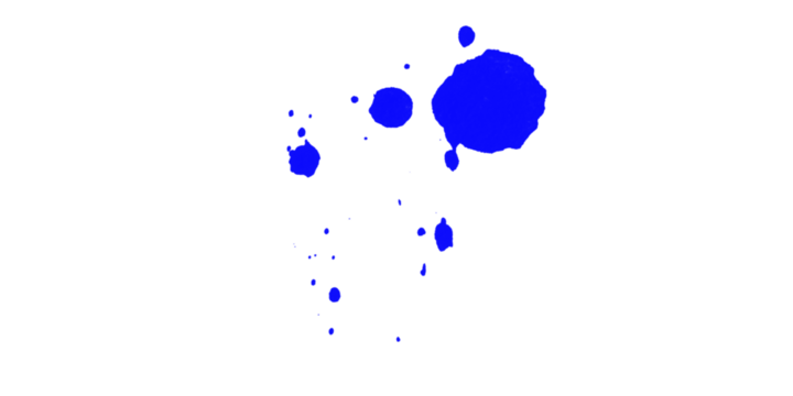 Scattered blue blobs of varying sizes on a black background creating an abstract visual pattern design