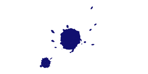 A dark image featuring a large blue splotch and smaller blue splotches scattered around it on black background