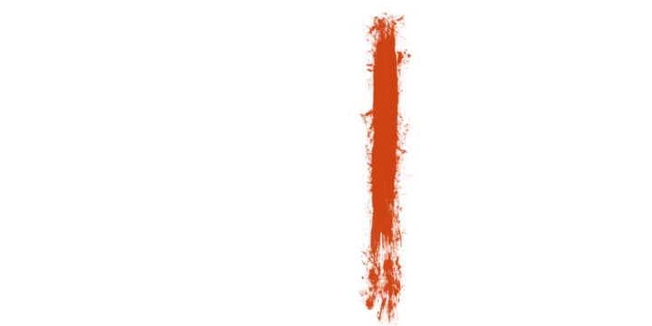 A single vertical orange brushstroke against a stark black background creating a simple abstract image