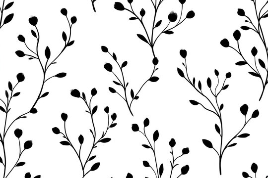 PATR&Oacute;N BOT&Aacute;NICO MINIMALISTA LIMPIO CON HOJAS ESTILIZADAS