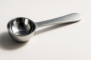 Modern stainless steel measuring spoon isolated on white background