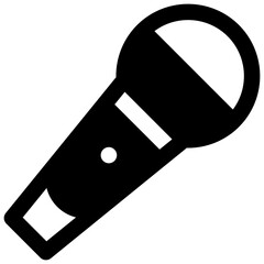 Microphone. Outlined stroke vector icon with black-filled details.