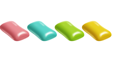 Chewing Gum Pieces in a Row, Isolated on transparent background
