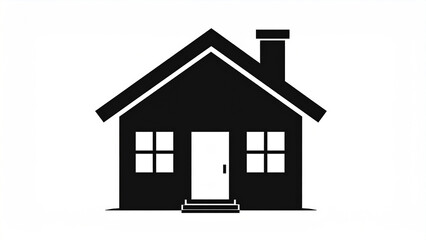 A simple black house icon shown as a flat vector silhouette. Minimalist residential building symbol isolated on a white background for real estate concepts.
