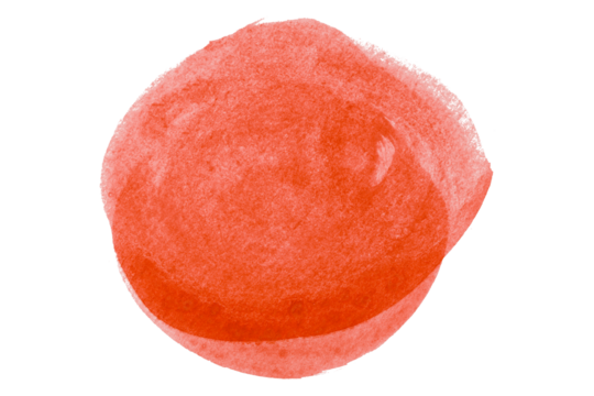 Red circle watercolor pattern isolated on transparent background.